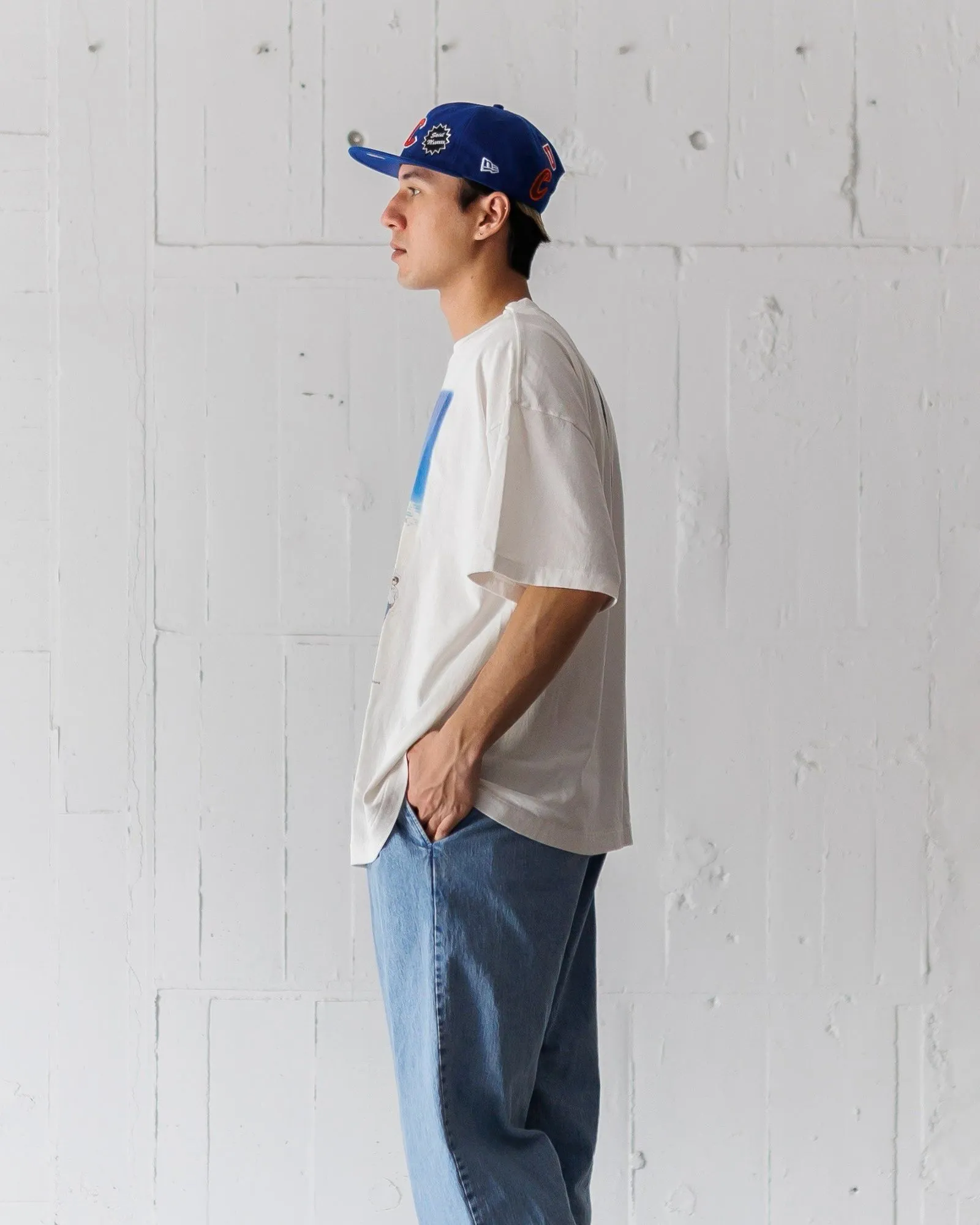 SAINT Mxxxxxx × EVENGELION × GEEKS RULE EV_SS TEE/BLUE/WHT Three-party co-branded Neon Genesis Evangelion co-branded TEE off-white S-XL Made of original OE yarn tube weaving without side seams to distinguish the width of the fabric Original consistent co-branded label/co-branded wash mark/little angel anti-counterfeiting label Top-notch printing technology Repeated pattern making, closely following the original details